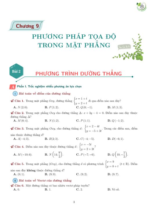 Toán 10 | Bài tập Phương trình đường thẳng (có đáp án) - Hình ảnh 3