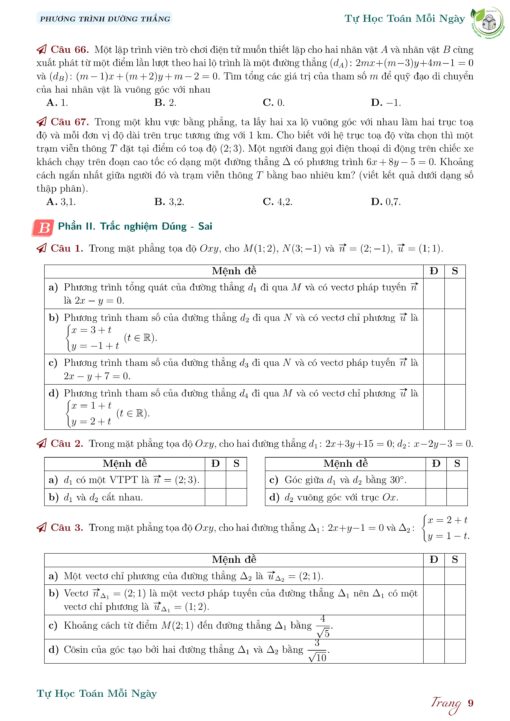 Toán 10 | Bài tập Phương trình đường thẳng (có đáp án) - Hình ảnh 5